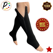 Load image into Gallery viewer, Premium Open Toe 20-30 mmHg Firm Compression With YKK Zipper Leg Swelling Fatigue Socks