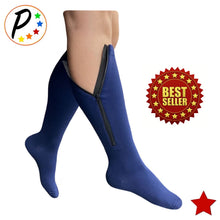 Load image into Gallery viewer, Original Navy 20-30 mmHg Firm Compression Leg Swelling Closed Toe Zipper Socks