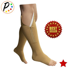 Load image into Gallery viewer, Original Open Toe 20-30 mmHg Firm Compression Calf Leg Swelling YKK Zipper Socks