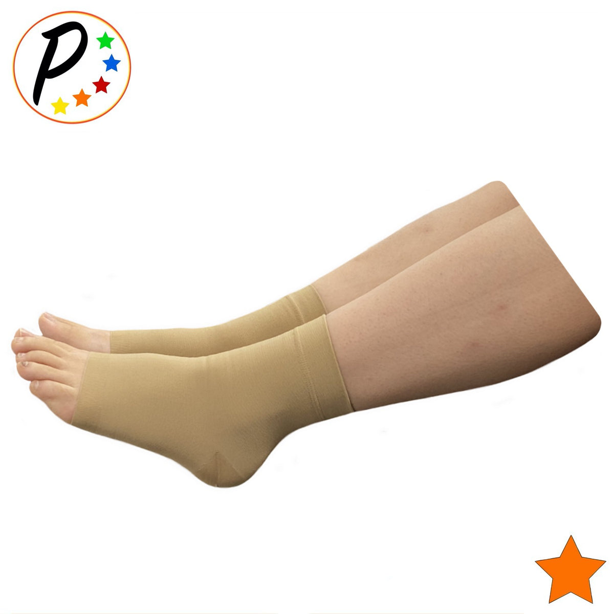 Closed Toe 15-20 mmHg Moderate Compression Foot Leg Ankle Sock Sleeve  (Beige, S/M)