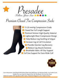 Premium Closed Toe 15-20 mmHg Moderate Sheer Compression Leg Socks