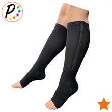 Load image into Gallery viewer, Open Toe 15-20 mmHg Moderate Compression Leg Circulation YKK Zipper Socks