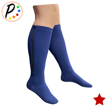 Load image into Gallery viewer, Original Navy 20-30 mmHg Firm Compression Leg Swelling Closed Toe Zipper Socks