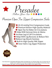 Load image into Gallery viewer, Premium Open Toe 20-30 mmHg Firm Leg Compression Swelling YKK Zipper White Socks