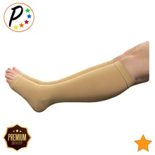 Load image into Gallery viewer, Premium Open Toe 15-20 mmHg Moderate Sheer Compression Leg Calf Socks