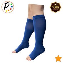 Load image into Gallery viewer, Premium Open Toe 15-20 mmHg Moderate Sheer Compression Leg Calf Socks