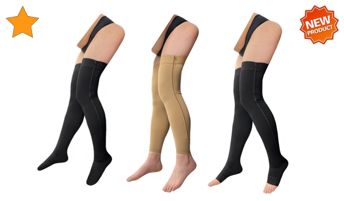  Presadee Original Navy 20-30 mmHg Firm Zipper Compression Leg  Closed Toe Sock Men Women 1 Pair (S/M) : Health & Household