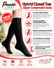 Load image into Gallery viewer, Hybrid Closed Toe 20-30 mmHg Firm Compression Full Fabric Zipper Socks