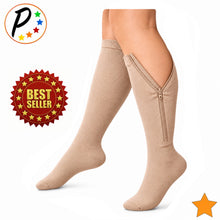 Load image into Gallery viewer, Closed Toe 15-20 mmHg Moderate Compression Leg Calf Circulation Zipper Socks