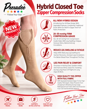 Load image into Gallery viewer, Hybrid Closed Toe 20-30 mmHg Firm Compression Full Fabric Zipper Socks