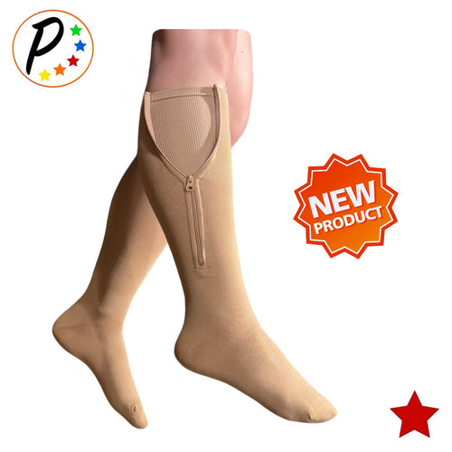 Hybrid Closed Toe 20-30 mmHg Firm Compression Full Fabric Zipper Socks