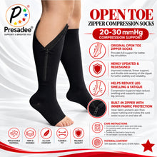 Load image into Gallery viewer, Original Open Toe 20-30 mmHg Firm Compression Calf Leg Swelling YKK Zipper Socks
