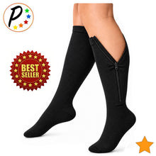 Load image into Gallery viewer, Closed Toe 15-20 mmHg Moderate Compression Leg Calf Circulation Zipper Socks