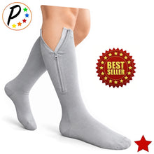 Load image into Gallery viewer, Original Gray Closed Toe 20-30 mmHg Firm Compression Leg Calf Swelling Zipper Socks