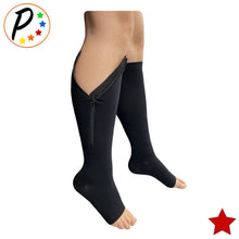 Load image into Gallery viewer, Original Open Toe 20-30 mmHg Firm Compression Calf Leg Swelling YKK Zipper Socks