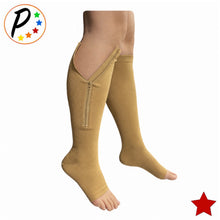 Load image into Gallery viewer, Original Open Toe 20-30 mmHg Firm Compression Calf Leg Swelling YKK Zipper Socks