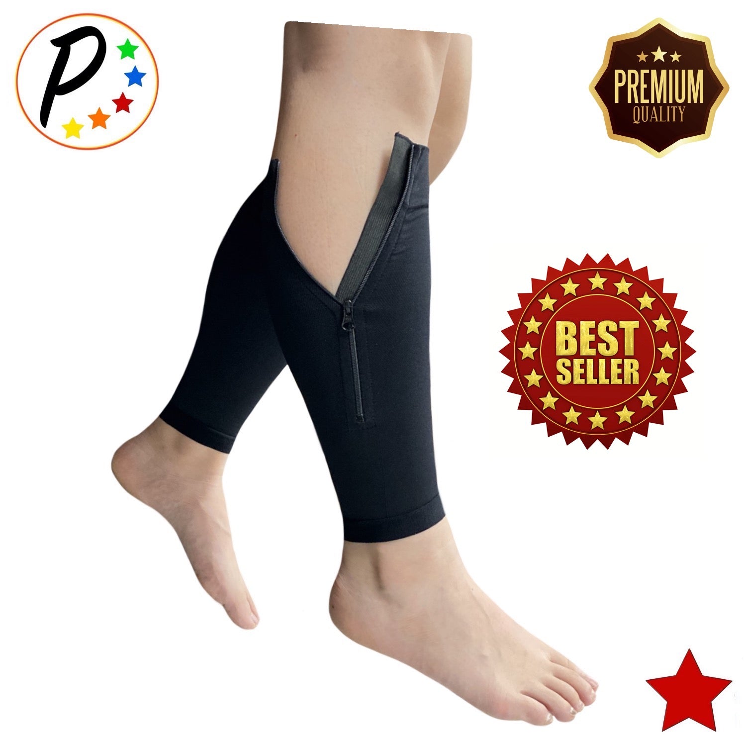 Presadee Compression Calf Sleeve With Zipper - 20-30 MmHg Firm Support For Swelling & Fatigue (Sizes S/M To 5XL)