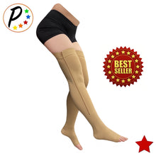 Load image into Gallery viewer, Thigh High Open Toe 20-30 mmHg Firm Compression Stocking Leg With YKK Zipper