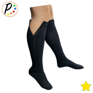 (Petite) Closed Toe 8-15 mmHg Mild Compression Leg Calf Circulation Zipper Socks