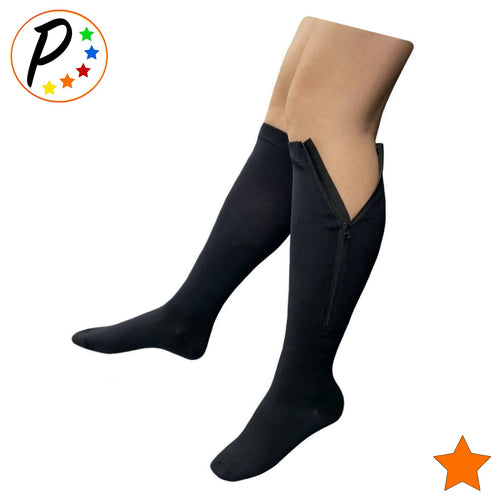 (Petite) Closed Toe 15-20 mmHg Moderate Zipper Compression Leg Circulation Socks