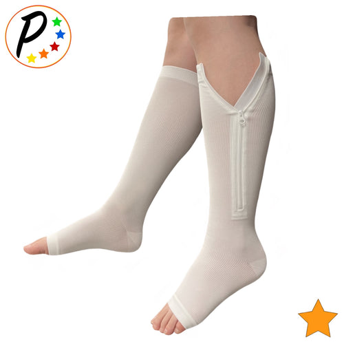 YUSHOW 3 Pairs Zipper Compression Socks Women with Open Toe Toeless Support  Stockings Easy on Knee High Socks