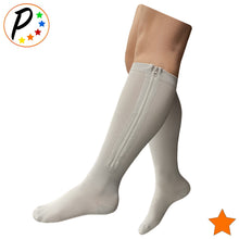 Load image into Gallery viewer, (BIG &amp; TALL) Closed Toe Gray 15-20 mmHg Zipper Compression Sock Fatigue Support Socks