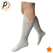 Load image into Gallery viewer, (BIG &amp; TALL) Closed Toe Gray 15-20 mmHg Zipper Compression Sock Fatigue Support Socks