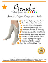 Load image into Gallery viewer, Open Toe 15-20 mmHg Moderate Compression Leg Calf YKK Zipper Gray Socks