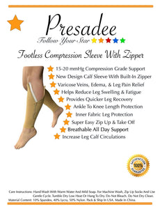Footless 15-20 mmHg Moderate Compression Leg Circulation Calf Sleeve With Zipper