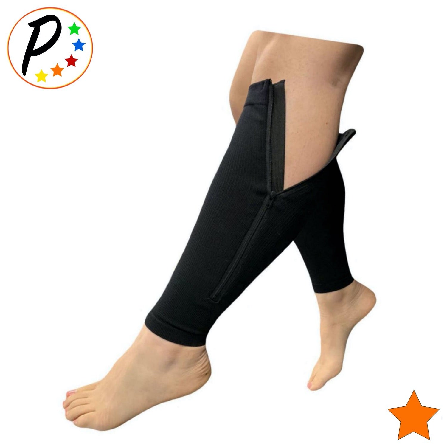 Footless 15-20 mmHg Med Compression Leg Calf Shin Sleeve With Zipper - –  HealthyNees