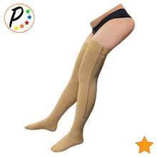 Load image into Gallery viewer, Closed Toe Thigh High 15-20 mmHg Moderate Compression Leg Stocking With YKK Zipper