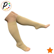 Load image into Gallery viewer, (Petite) Traditional 15-20 mmHg Moderate Compression Leg Calf Open Toe Socks