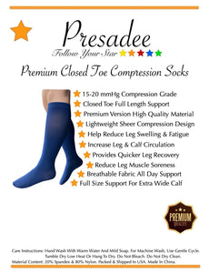 Traditional Closed Toe Premium Sheer 15-20 mmHg Moderate Compression Leg Socks