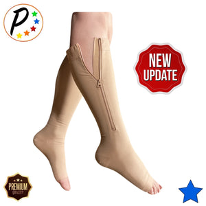 Open Toe 30-40 mmHg X-Firm Compression With YKK Zipper Leg Circulation Pain Swelling Socks