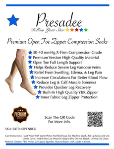 Open Toe 30-40 mmHg X-Firm Compression With YKK Zipper Leg Circulation Pain Swelling Socks