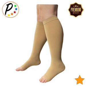 Premium Open Toe 15-20 mmHg Moderate Sheer Compression Leg Calf Socks