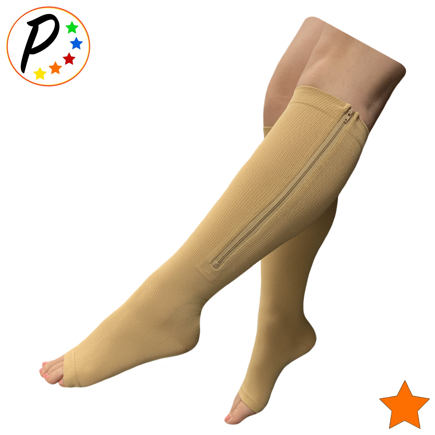 Medical Zippered Compression Socks - Open Toe 15-20 mmHg Varicose Veins  Compression Stockings with Zip Guard for Skin Protection, Lightweight  Diabetic Compression Socks - 3XL, Beige [1 Pair] : Health & Household 