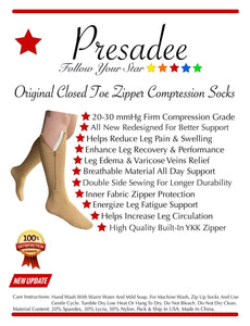 (Petite) Original Closed Toe 20-30 mmHg Firm Zipper Compression Leg Calf Socks
