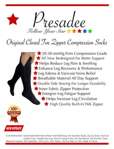 Original Closed Toe 20-30 mmHg Firm Compression Leg Calf With YKK Zipper Socks