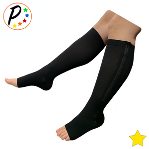 Open Toe 8-15 mmHg Mild Compression Leg Fatigue Calf Circulation Zipper Socks