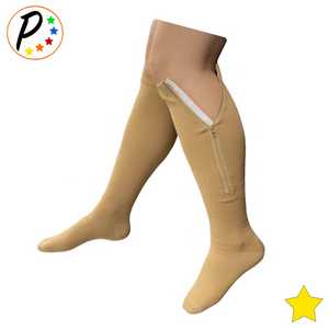 Closed Toe 8-15 mmHg Mild Compression Leg Calf Circulation Support Zipper Socks