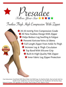 Thigh High Compression Stocking Footless, 20-30mmHg Compression
