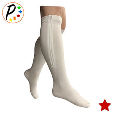 Load image into Gallery viewer, Original White Closed Toe 20-30 mmHg Firm Compression Calf Leg Circulation Zipper Socks