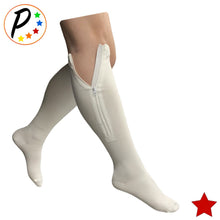 Load image into Gallery viewer, (BIG &amp; TALL) Original White Closed Toe 20-30 mmHg Firm Compression Veins Relief Zipper Socks