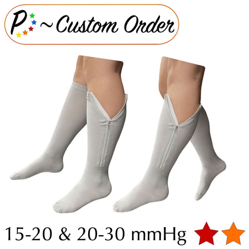 Zipper Compression Socks - 2Pairs Calf Knee High Stocking-Open Toe