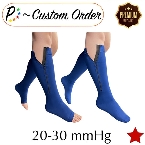 2 Pair Zipper Compression Socks for Women Men Open Toe Compression