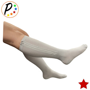 (BIG & TALL) Closed Toe 20-30 mmHg Firm Zipper Compression Leg Swelling Gray Socks