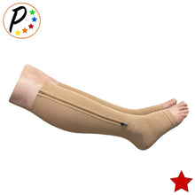 Load image into Gallery viewer, Open Toe Inverted Zipper 20-30 mmHg Firm Compression Calf Leg Socks