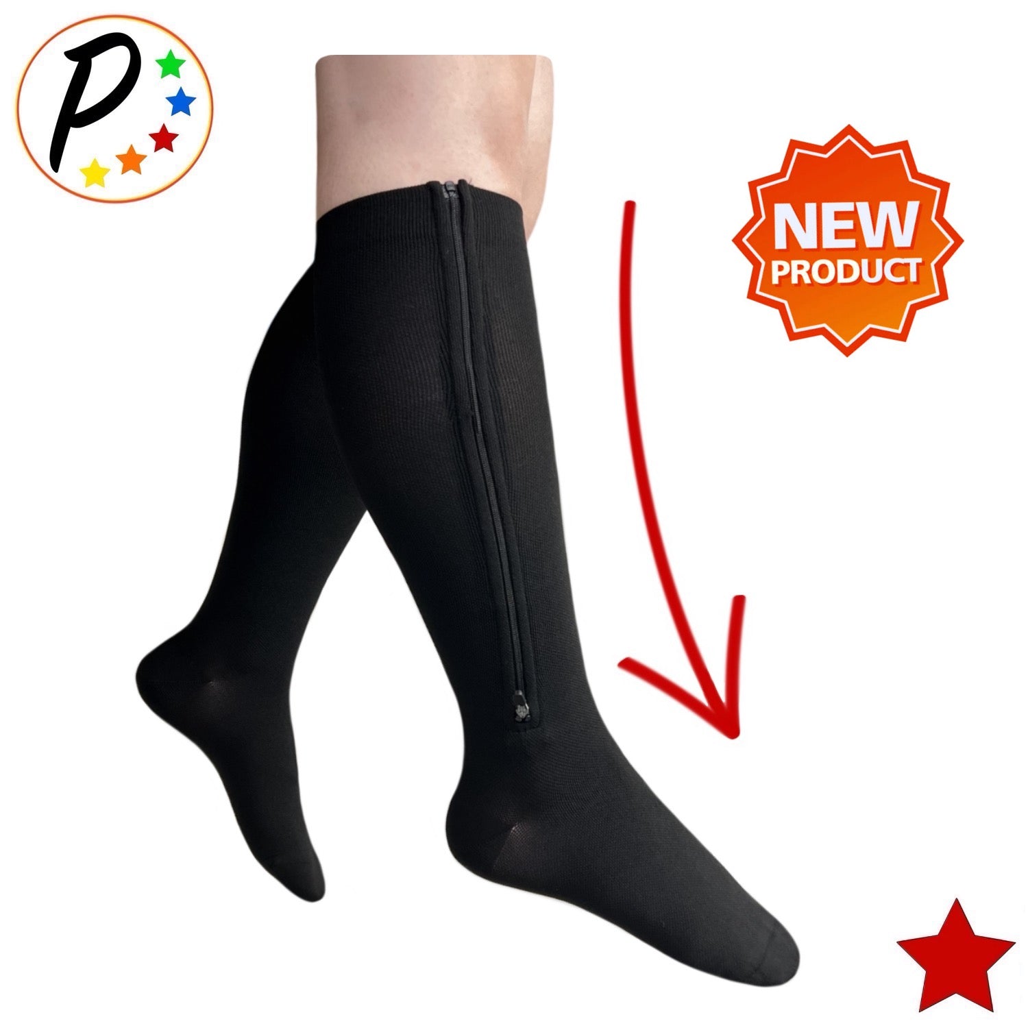 Inverted Closed Toe 20-30 mmHg Firm Compression Calf Leg Zipper Socks –  Presadee