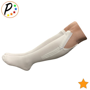 Closed Toe 15-20 mmHg Moderate Compression Leg Calf YKK Zipper White Socks 